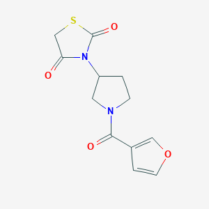 molecular formula C12H12N2O4S B2730740 3-(1-(Furan-3-carbonyl)pyrrolidin-3-yl)thiazolidine-2,4-dione CAS No. 1790201-50-1