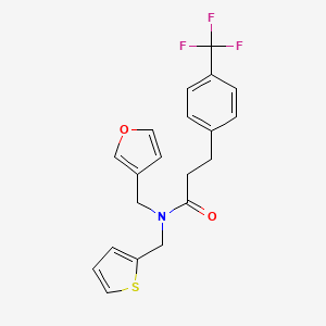 molecular formula C20H18F3NO2S B2730746 N-(furan-3-ylmethyl)-N-(thiophen-2-ylmethyl)-3-(4-(trifluoromethyl)phenyl)propanamide CAS No. 1797967-49-7