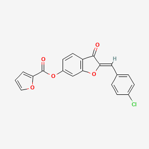 molecular formula C20H11ClO5 B2730749 (Z)-2-(4-氯苯甲亚甲基)-3-氧代-2,3-二氢苯并呋喃-6-基 呋喃-2-羧酸酯 CAS No. 859138-41-3