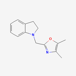 molecular formula C14H16N2O B2730751 2-(Indolin-1-ylmethyl)-4,5-dimethyloxazole CAS No. 1197692-09-3