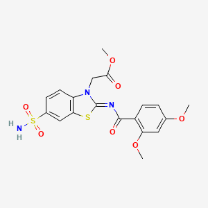 molecular formula C19H19N3O7S2 B2730755 Methyl 2-[2-(2,4-dimethoxybenzoyl)imino-6-sulfamoyl-1,3-benzothiazol-3-yl]acetate CAS No. 865198-68-1