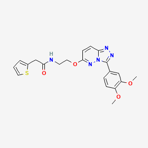 molecular formula C21H21N5O4S B2730760 N-(2-((3-(3,4-dimethoxyphenyl)-[1,2,4]triazolo[4,3-b]pyridazin-6-yl)oxy)ethyl)-2-(thiophen-2-yl)acetamide CAS No. 1021031-26-4