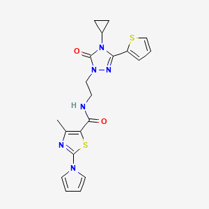 N-(2-(4-cyclopropyl-5-oxo-3-(thiophen-2-yl)-4,5-dihydro-1H-1,2,4-triazol-1-yl)ethyl)-4-methyl-2-(1H-pyrrol-1-yl)thiazole-5-carboxamide