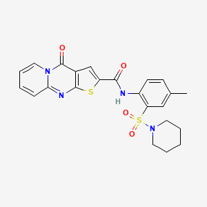 molecular formula C23H22N4O4S2 B2730768 N-(4-methyl-2-(piperidin-1-ylsulfonyl)phenyl)-4-oxo-4H-pyrido[1,2-a]thieno[2,3-d]pyrimidine-2-carboxamide CAS No. 519149-04-3