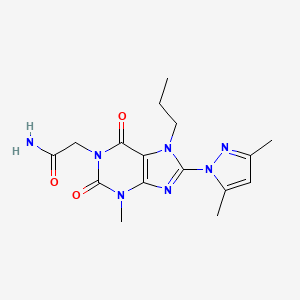 molecular formula C16H21N7O3 B2730769 2-(8-(3,5-dimethyl-1H-pyrazol-1-yl)-3-methyl-2,6-dioxo-7-propyl-2,3,6,7-tetrahydro-1H-purin-1-yl)acetamide CAS No. 1013988-46-9