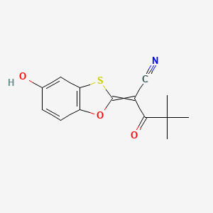 molecular formula C14H13NO3S B2730770 2-(5-Hydroxy-1,3-benzoxathiol-2-ylidene)-4,4-dimethyl-3-oxopentanenitrile CAS No. 1024728-99-1
