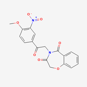 molecular formula C18H14N2O7 B2730775 4-(2-(4-甲氧基-3-硝基苯基)-2-氧代乙基)苯并[f][1,4]噁唑-3,5(2H,4H)-二酮 CAS No. 903854-89-7