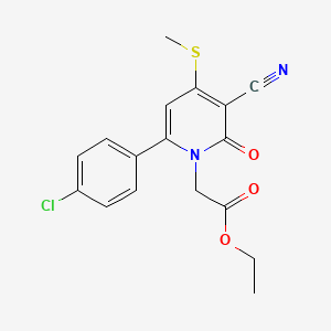 ethyl 2-[6-(4-chlorophenyl)-3-cyano-4-(methylsulfanyl)-2-oxo-1(2H)-pyridinyl]acetate