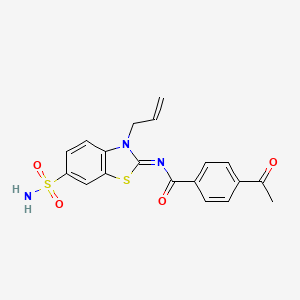 molecular formula C19H17N3O4S2 B2730783 (Z)-4-acetyl-N-(3-allyl-6-sulfamoylbenzo[d]thiazol-2(3H)-ylidene)benzamide CAS No. 865176-12-1