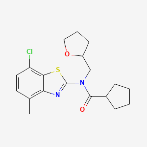 N-(7-chloro-4-methylbenzo[d]thiazol-2-yl)-N-((tetrahydrofuran-2-yl)methyl)cyclopentanecarboxamide