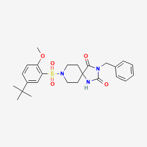molecular formula C25H31N3O5S B2730798 3-Benzyl-8-((5-(tert-butyl)-2-methoxyphenyl)sulfonyl)-1,3,8-triazaspiro[4.5]decane-2,4-dione CAS No. 1021050-25-8