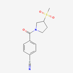molecular formula C13H14N2O3S B2730799 4-(3-(Methylsulfonyl)pyrrolidine-1-carbonyl)benzonitrile CAS No. 1705269-86-8