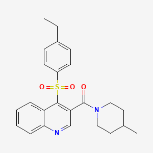 molecular formula C24H26N2O3S B2730814 (4-((4-Ethylphenyl)sulfonyl)quinolin-3-yl)(4-methylpiperidin-1-yl)methanone CAS No. 1110976-01-6
