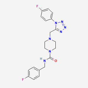 molecular formula C20H21F2N7O B2730816 N-(4-fluorobenzyl)-4-((1-(4-fluorophenyl)-1H-tetrazol-5-yl)methyl)piperazine-1-carboxamide CAS No. 1040653-09-5