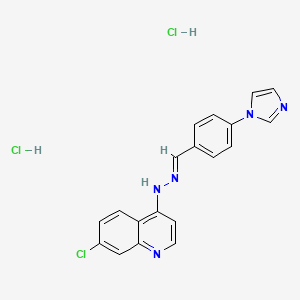 molecular formula C19H16Cl3N5 B2730823 7-Chloro-N-[(E)-(4-imidazol-1-ylphenyl)methylideneamino]quinolin-4-amine;dihydrochloride CAS No. 2138802-60-3