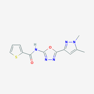 molecular formula C12H11N5O2S B2730836 N-(5-(1,5-二甲基-1H-吡唑-3-基)-1,3,4-噁二唑-2-基)噻吩-2-甲酰胺 CAS No. 1171544-65-2