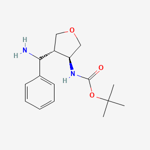 molecular formula C16H24N2O3 B2730838 Tert-butyl N-[(3S,4S)-4-[amino(phenyl)methyl]oxolan-3-yl]carbamate CAS No. 2243503-09-3