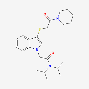 N,N-diisopropyl-2-(3-((2-oxo-2-(piperidin-1-yl)ethyl)thio)-1H-indol-1-yl)acetamide
