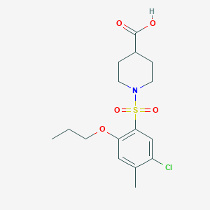 molecular formula C16H22ClNO5S B273086 1-[(5-Chloro-4-methyl-2-propoxyphenyl)sulfonyl]piperidine-4-carboxylic acid 
