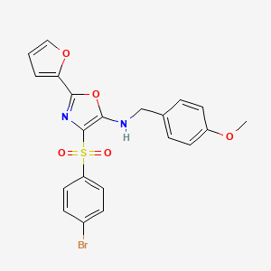 molecular formula C21H17BrN2O5S B2730882 4-((4-bromophenyl)sulfonyl)-2-(furan-2-yl)-N-(4-methoxybenzyl)oxazol-5-amine CAS No. 823829-68-1