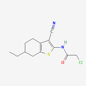 molecular formula C13H15ClN2OS B2730885 2-chloro-N-(3-cyano-6-ethyl-4,5,6,7-tetrahydro-1-benzothien-2-yl)acetamide CAS No. 551899-66-2