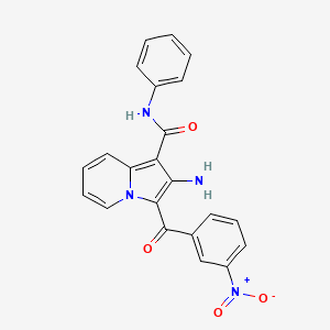 molecular formula C22H16N4O4 B2730888 2-氨基-3-(3-硝基苯甲酰)-N-苯基吲哚啉-1-羧酰胺 CAS No. 906162-42-3