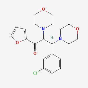 molecular formula C21H25ClN2O4 B2730902 3-(3-Chlorophenyl)-1-(furan-2-yl)-2,3-dimorpholinopropan-1-one CAS No. 622794-59-6