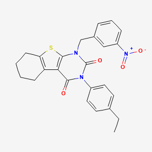 molecular formula C25H23N3O4S B2730907 3-(4-Ethylphenyl)-1-[(3-nitrophenyl)methyl]-5,6,7,8-tetrahydro-[1]benzothiolo[2,3-d]pyrimidine-2,4-dione CAS No. 866015-85-2