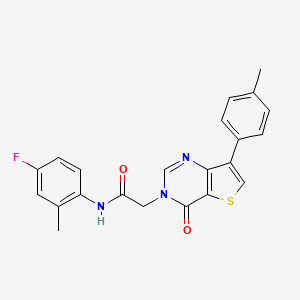 molecular formula C22H18FN3O2S B2730910 N-(4-氟-2-甲基苯基)-2-[7-(4-甲基苯基)-4-氧代噻吩[3,2-d]嘧啶-3(4H)-基]乙酰胺 CAS No. 1207029-99-9