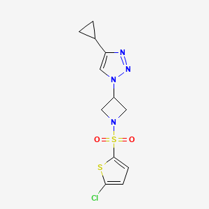 molecular formula C12H13ClN4O2S2 B2730917 1-(1-((5-chlorothiophen-2-yl)sulfonyl)azetidin-3-yl)-4-cyclopropyl-1H-1,2,3-triazole CAS No. 2034222-71-2