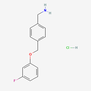 molecular formula C14H15ClFNO B2730930 {4-[(3-Fluorophenoxy)methyl]phenyl}methanamine hydrochloride CAS No. 1262534-81-5