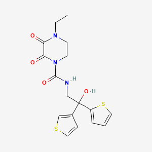 molecular formula C17H19N3O4S2 B2730944 4-ethyl-N-(2-hydroxy-2-(thiophen-2-yl)-2-(thiophen-3-yl)ethyl)-2,3-dioxopiperazine-1-carboxamide CAS No. 2097891-31-9