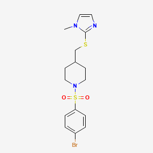 molecular formula C16H20BrN3O2S2 B2730947 1-((4-bromophenyl)sulfonyl)-4-(((1-methyl-1H-imidazol-2-yl)thio)methyl)piperidine CAS No. 1428358-27-3