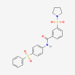 molecular formula C23H22N2O5S2 B2730952 N-(4-(苯基磺酰)苯基)-3-(吡咯啉-1-基磺酰)苯甲酰胺 CAS No. 923244-74-0