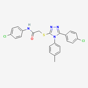 molecular formula C23H18Cl2N4OS B2730957 N-(4-chlorophenyl)-2-{[5-(4-chlorophenyl)-4-(4-methylphenyl)-4H-1,2,4-triazol-3-yl]sulfanyl}acetamide CAS No. 443738-36-1
