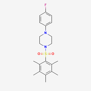 molecular formula C21H27FN2O2S B2730958 1-(4-Fluorophenyl)-4-[(2,3,4,5,6-pentamethylphenyl)sulfonyl]piperazine CAS No. 897451-00-2