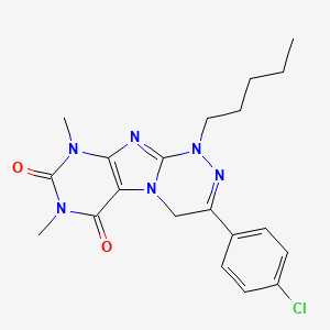 molecular formula C20H23ClN6O2 B2730959 3-(4-chlorophenyl)-7,9-dimethyl-1-pentyl-4H-purino[8,7-c][1,2,4]triazine-6,8-dione CAS No. 938916-70-2
