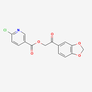 molecular formula C15H10ClNO5 B2730965 [2-(1,3-Benzodioxol-5-yl)-2-oxoethyl] 6-chloropyridine-3-carboxylate CAS No. 874967-00-7