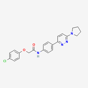 molecular formula C22H21ClN4O2 B2730969 2-(4-氯苯氧基)-N-(4-(6-(吡咯啉-1-基)吡啶并[3,2-c][1,2,4]嘧啶-3-基)苯基)乙酰胺 CAS No. 899953-63-0
