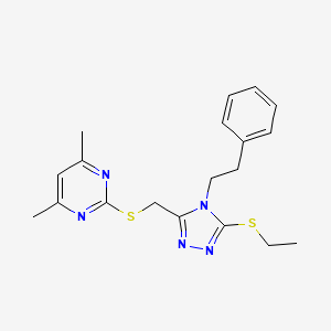 2-(((5-(ethylthio)-4-phenethyl-4H-1,2,4-triazol-3-yl)methyl)thio)-4,6-dimethylpyrimidine