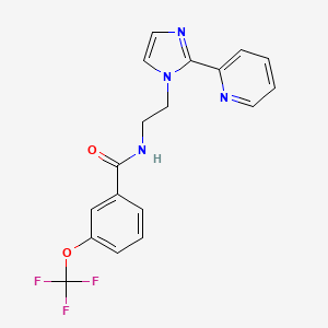 molecular formula C18H15F3N4O2 B2730975 N-(2-(2-(pyridin-2-yl)-1H-imidazol-1-yl)ethyl)-3-(trifluoromethoxy)benzamide CAS No. 2034448-79-6