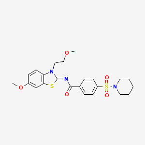 N-[6-methoxy-3-(2-methoxyethyl)-1,3-benzothiazol-2-ylidene]-4-piperidin-1-ylsulfonylbenzamide