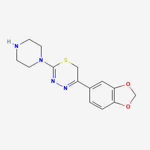 molecular formula C14H16N4O2S B2730980 5-(benzo[d][1,3]dioxol-5-yl)-2-(piperazin-1-yl)-6H-1,3,4-thiadiazine CAS No. 1203284-65-4