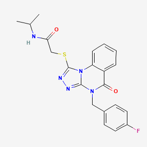 molecular formula C21H20FN5O2S B2730992 2-((4-(4-fluorobenzyl)-5-oxo-4,5-dihydro-[1,2,4]triazolo[4,3-a]quinazolin-1-yl)thio)-N-isopropylacetamide CAS No. 1111038-89-1