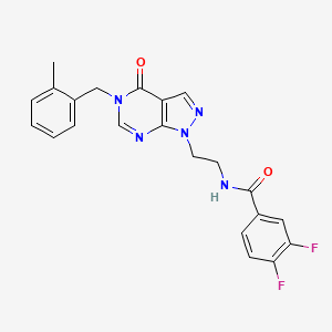 molecular formula C22H19F2N5O2 B2731003 3,4-difluoro-N-(2-(5-(2-methylbenzyl)-4-oxo-4,5-dihydro-1H-pyrazolo[3,4-d]pyrimidin-1-yl)ethyl)benzamide CAS No. 922086-82-6