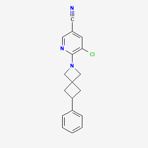 molecular formula C18H16ClN3 B2731011 5-氯-6-(6-苯基-2-氮杂螺[3.3]庚烷-2-基)吡啶-3-基碳腈 CAS No. 2380033-17-8