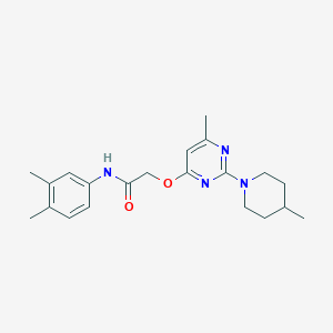 molecular formula C21H28N4O2 B2731021 N-(3,4-二甲基苯基)-2-{[6-甲基-2-(4-甲基哌啶-1-基)嘧啶-4-基氧基}乙酰胺 CAS No. 1226433-78-8