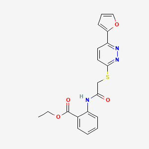molecular formula C19H17N3O4S B2731026 Ethyl 2-(2-((6-(furan-2-yl)pyridazin-3-yl)thio)acetamido)benzoate CAS No. 872703-91-8