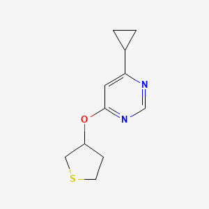 molecular formula C11H14N2OS B2731027 4-Cyclopropyl-6-(thiolan-3-yloxy)pyrimidine CAS No. 2200691-06-9