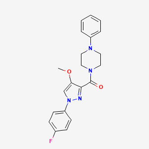 molecular formula C21H21FN4O2 B2731034 (1-(4-fluorophenyl)-4-methoxy-1H-pyrazol-3-yl)(4-phenylpiperazin-1-yl)methanone CAS No. 1020454-48-1